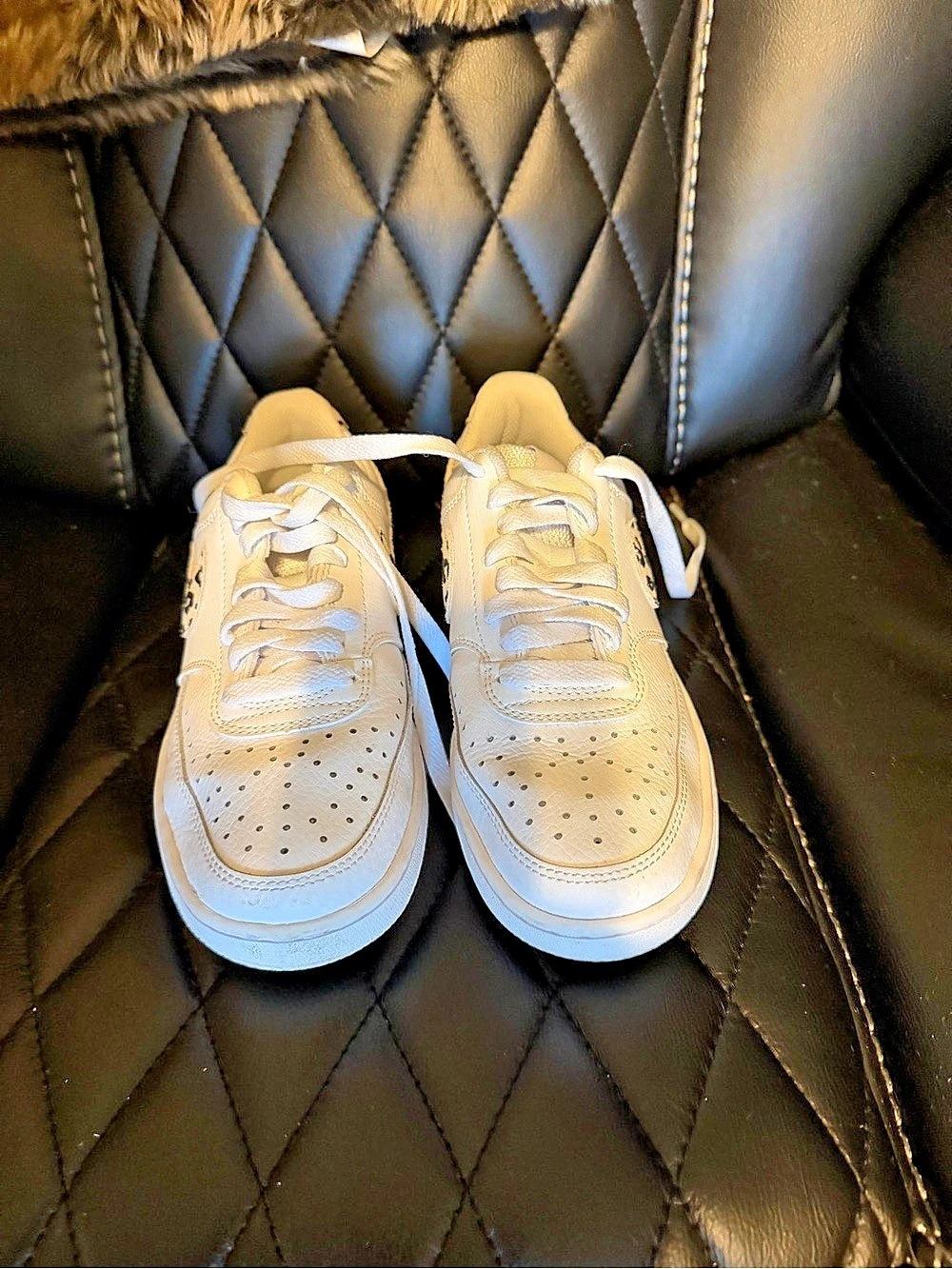 Nike Court Vision Low Leopard Swoosh Women's White Leopard Print Sneakers